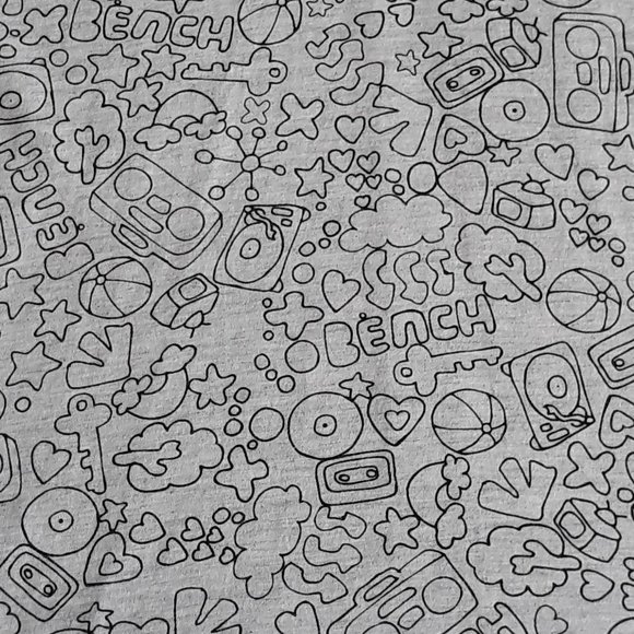 Bench Womens Short-Sleeved Hoodie with Black/White Cartoon Graphic Print, Sz. M - Picture 6 of 14